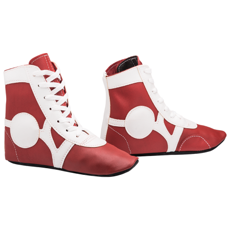 Купить Обувь для самбо SM-0102, кожа, красный Rusco в Чите 