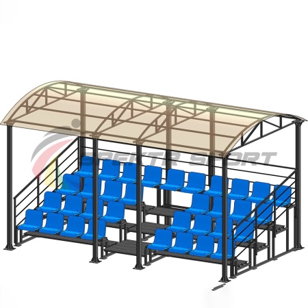 Купить Трибуна для зрителей 4 ряда на 34 места с навесом и перилами в Чите 