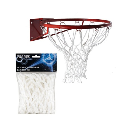 Купить Сетка баскетбольная Torres, нить 6 мм, белая в Чите 