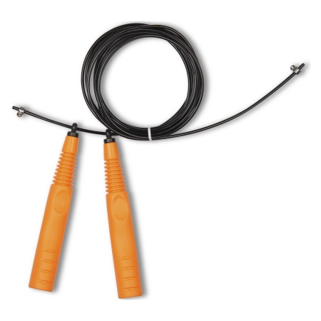 Купить Скакалка высокооборотная Кроссфит стальной шнур в оплетке 2.9 м чёрно-оранжевая в Чите 